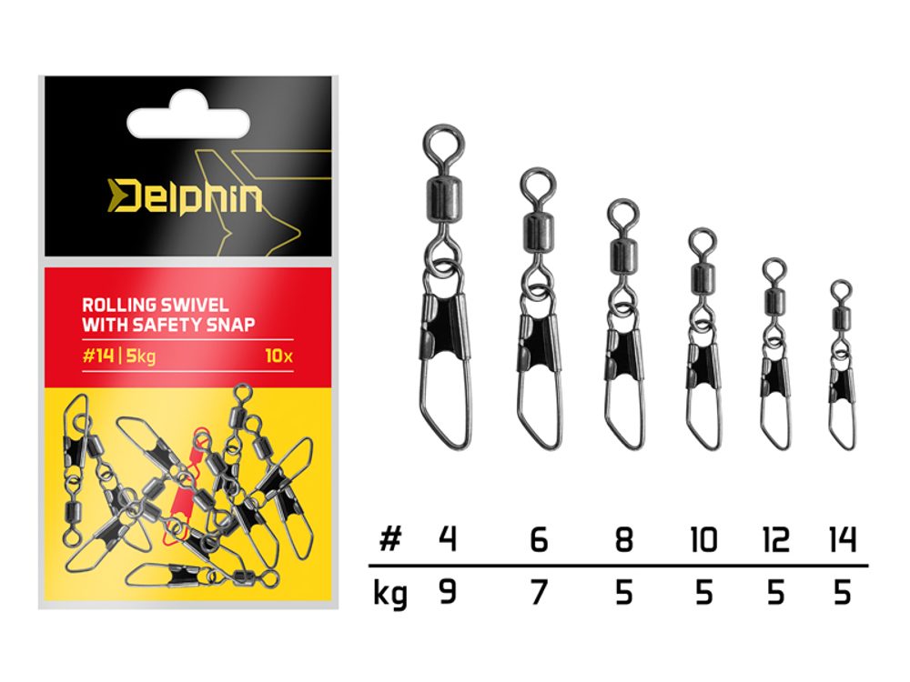 E-shop Delphin Karabinka s obratlíkem Rolling swivel with safety snap 10ks,Delphin Karabinka s obratlíkem Rolling swivel with safety snap 10ks