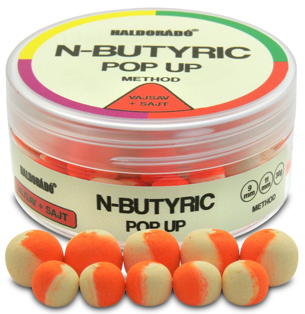 E-shop Haldorádó N-Butyric Pop Up Method 9+11mm 30g - Kyselina máselná/Sýr,Haldorádó N-Butyric Pop Up Method 9+11mm 30g - Kyselina máselná/Sýr