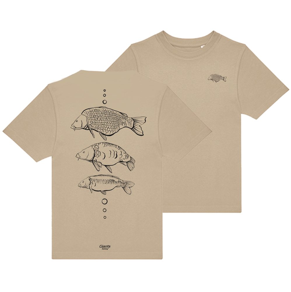 E-shop Giants fishing Tričko dětské béžové Tři kapři,Giants fishing Tričko dětské béžové Tři kapři