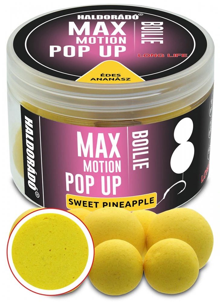E-shop Haldorádó Pop-Up Boilies Max Motion 16+20mm 50g - Sladký ananas,Haldorádó Pop-Up Boilies Max Motion 16+20mm 50g - Sladký ananas