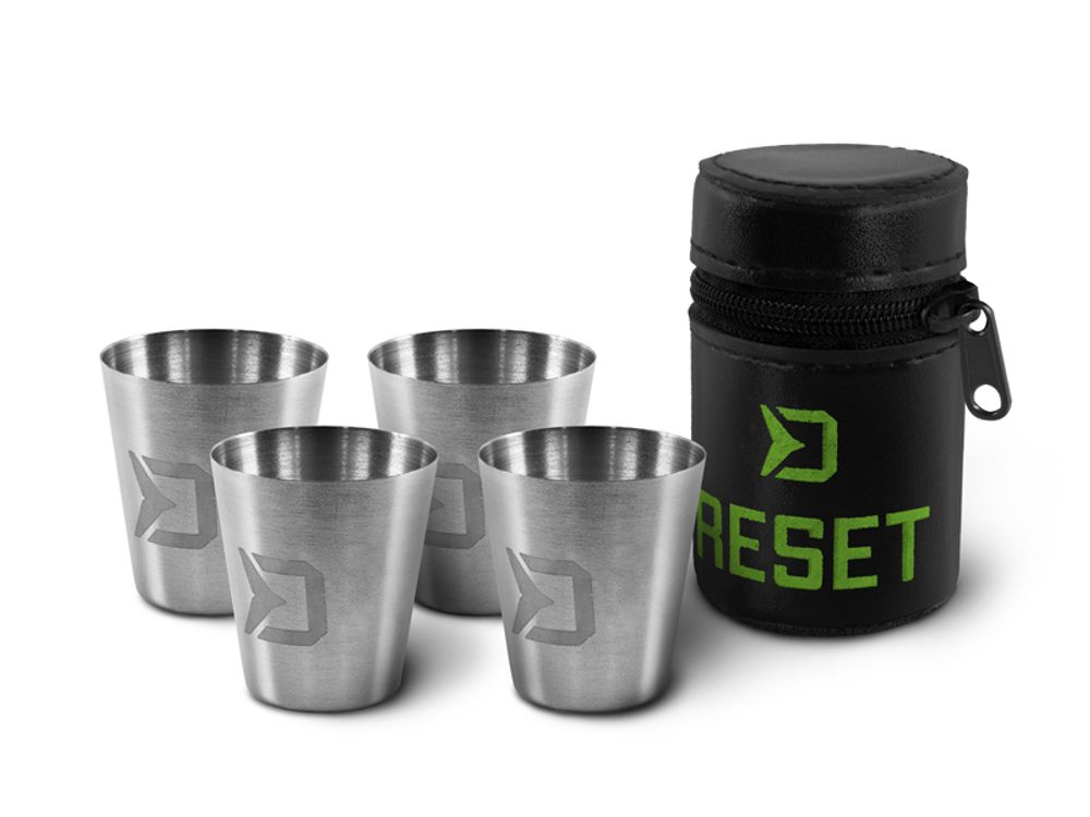 E-shop Delphin Set nerezových pohárků/ panáků Reset 4v1,Delphin Set nerezových pohárků/ panáků Reset 4v1