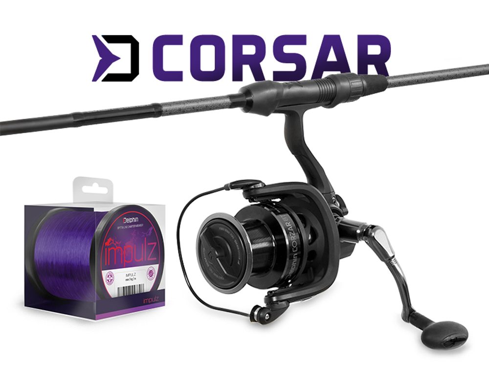 Delphin Kaprařský set CorsaBLACK Nero 3,6m 3lb 2díl + naviják CORZAR 8T + 0,30mm,Delphin Kaprařský set CorsaBLACK Nero 3,6m 3lb 2díl + naviják CORZAR 