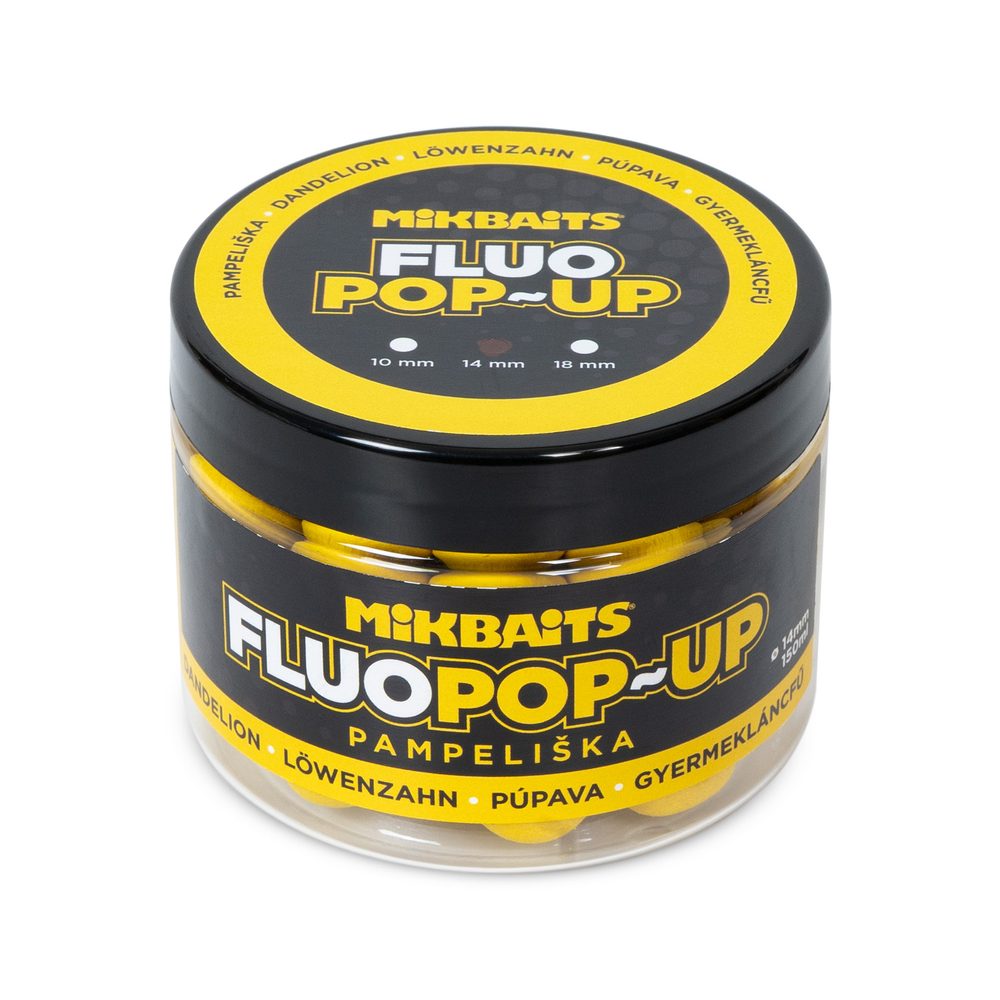 E-shop Mikbaits Plovoucí fluo boilie 14mm 150ml - Pampeliška,Mikbaits Plovoucí fluo boilie 14mm 150ml - Pampeliška
