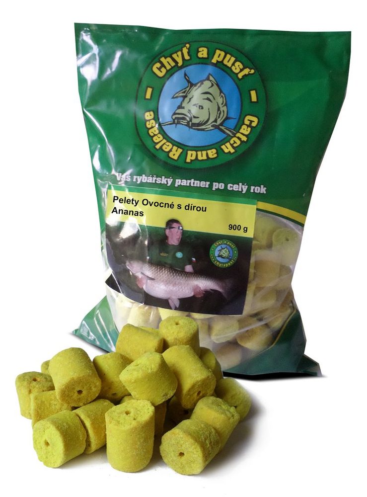E-shop Chyť a pusť Pelety ovocné s dírou 18mm 900g - Ananas,Chyť a pusť Pelety ovocné s dírou 18mm 900g - Ananas