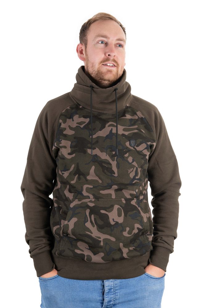 E-shop Fox Rybářská Mikina Khaki/Camo High Neck,Fox Rybářská Mikina Khaki/Camo High Neck