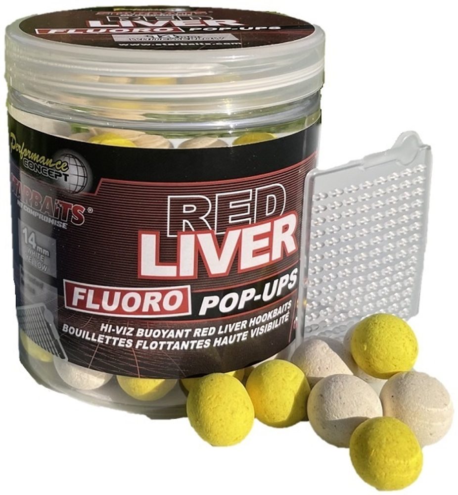 Starbaits Plovoucí boilies Fluo Red Liver 80g - 14mm