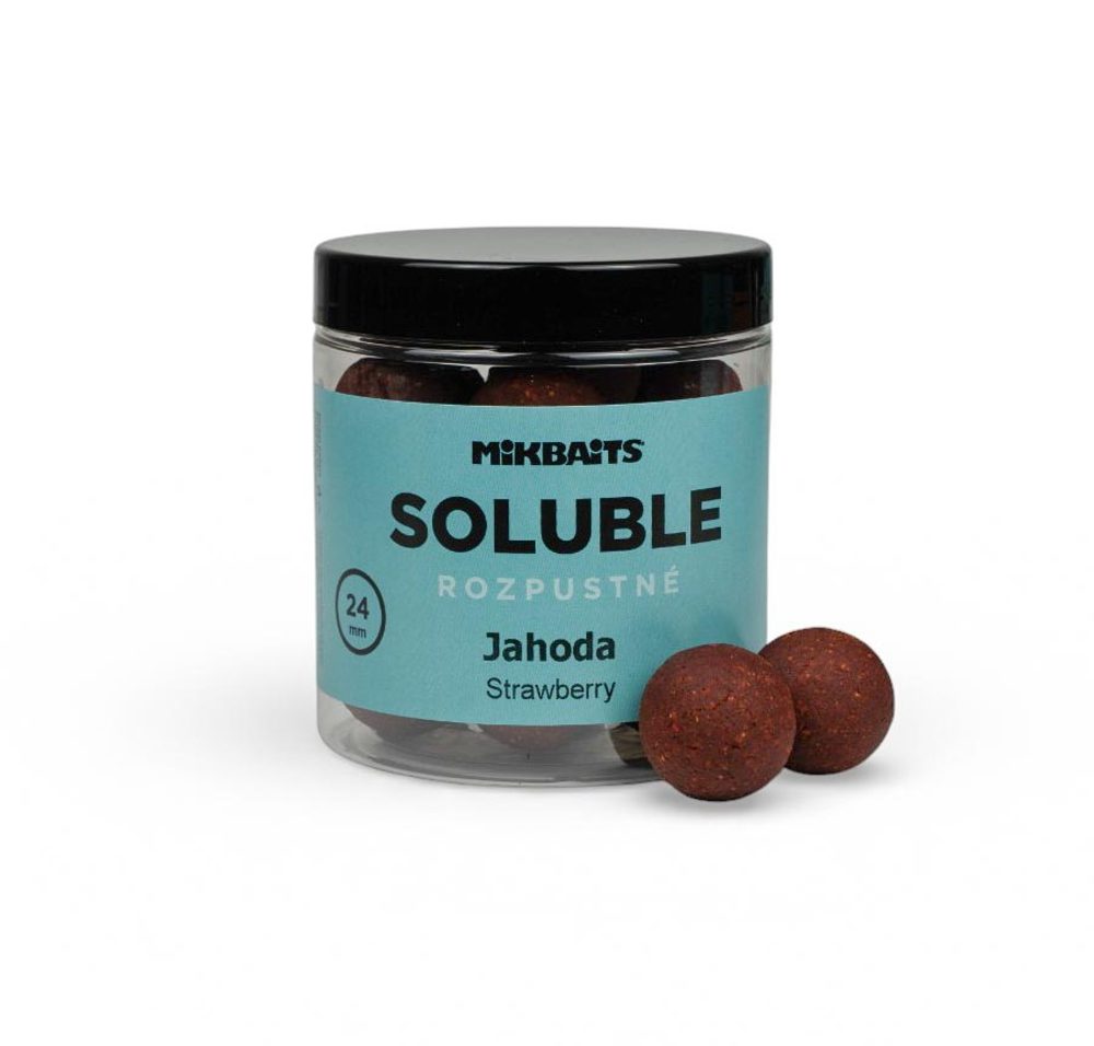 E-shop Mikbaits Rozpustné boilies Soluble Jahoda 250ml - 24mm,Mikbaits Rozpustné boilies Soluble Jahoda 250ml - 24mm