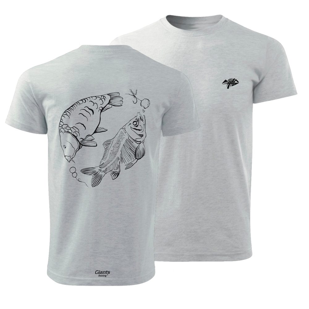 Giants fishing Tričko pánské šedé Kapr s kostrou - vel. 2XL