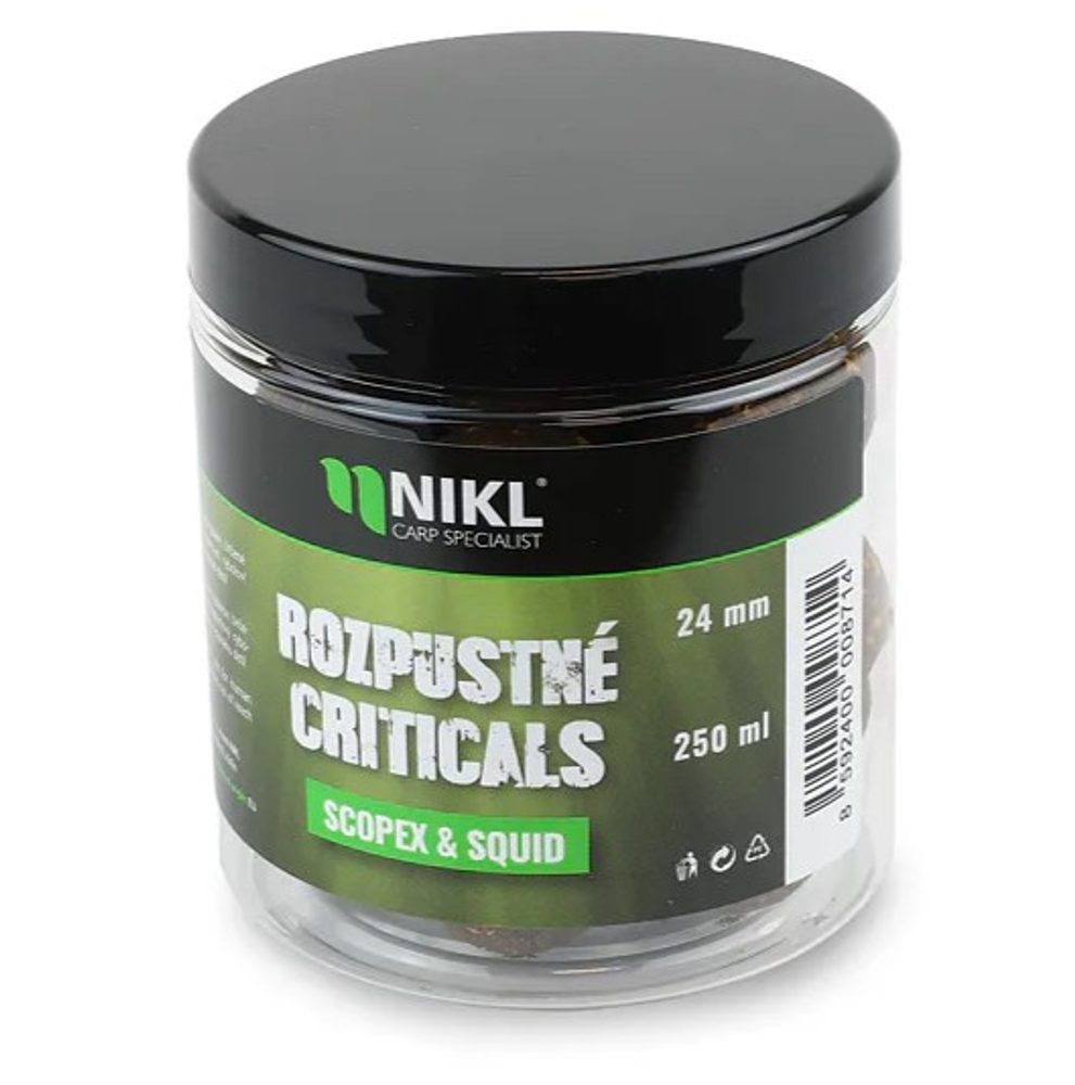 Nikl Rozpustné Criticals boilie Scopex & Squid 250ml - 24mm,Nikl Rozpustné Criticals boilie Scopex & Squid 250ml - 24mm