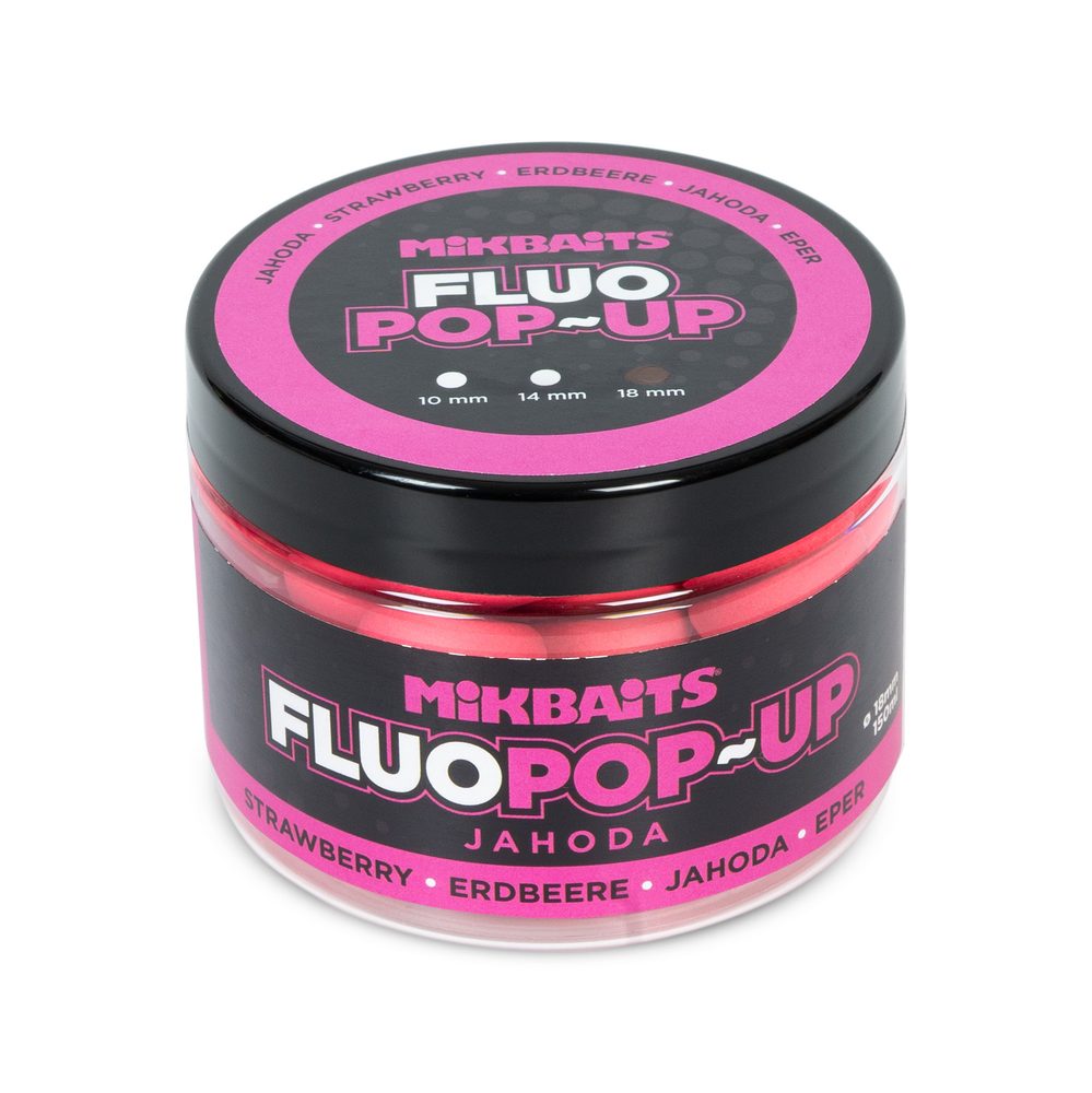E-shop Mikbaits Plovoucí fluo boilie 18mm 150ml - Jahoda,Mikbaits Plovoucí fluo boilie 18mm 150ml - Jahoda