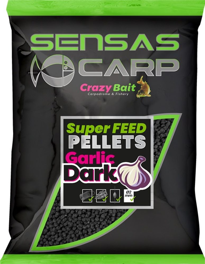 Sensas Pelety Super Feed Garlic Dark 650g - 2mm