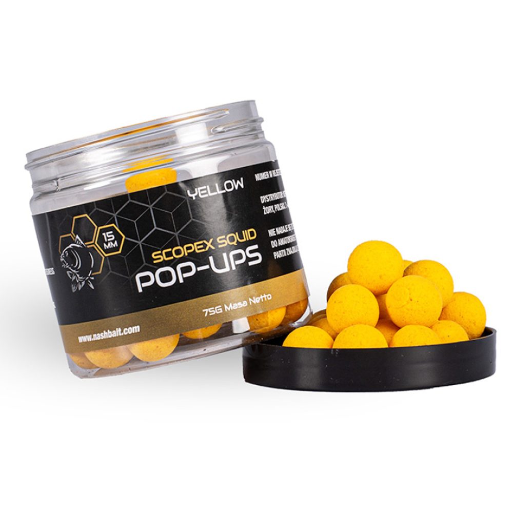 Nash Plovoucí Boilie Scopex Squid Pop Ups - 20mm Yellow,Nash Plovoucí Boilie Scopex Squid Pop Ups - 20mm Yellow