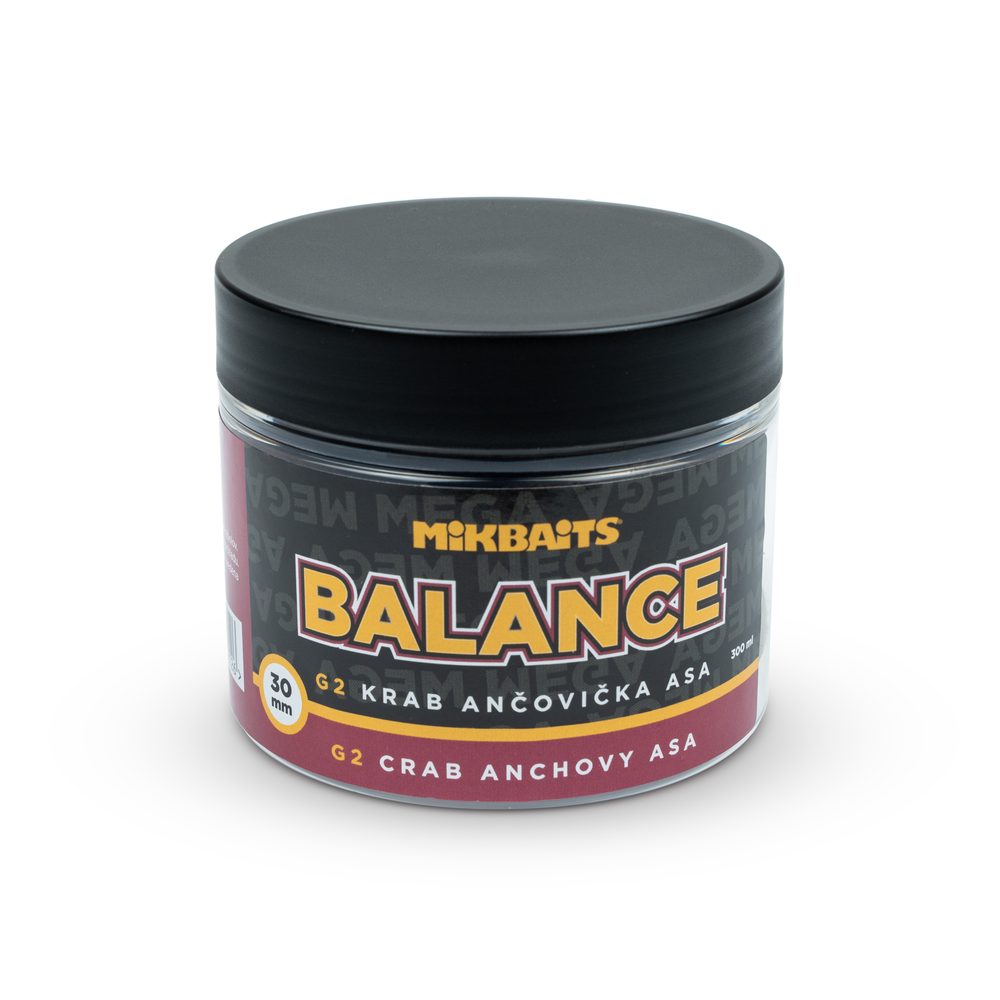 E-shop Mikbaits Boilies Mega Balance 30mm 300ml - G2 Krab Ančovička Asa,Mikbaits Boilies Mega Balance 30mm 300ml - G2 Krab Ančovička Asa
