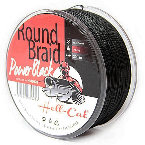 Fotografie Hell-Cat Splétaná šňůra Round Braid Power Black 200m|0,60mm, 75kg