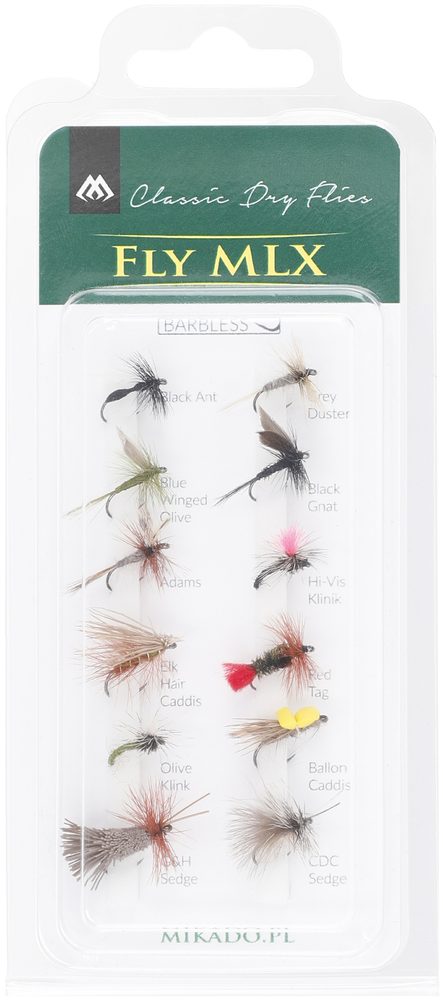 E-shop Mikado Sada suchých mušek Dry Flies Barbless 12ks,Mikado Sada suchých mušek Dry Flies Barbless 12ks