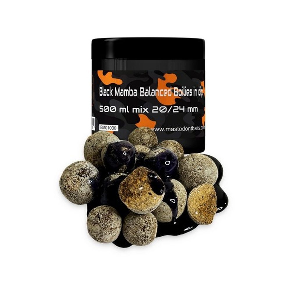 E-shop Mastodont Baits Boilies Balanced Boilies in dip mix 20/24mm 500ml - Black Mamba