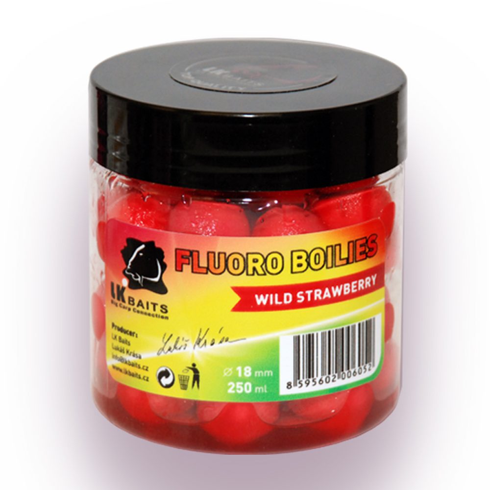 Fotografie LK Baits Fluoro Boilies 18mm 250ml - Wild Strawberry