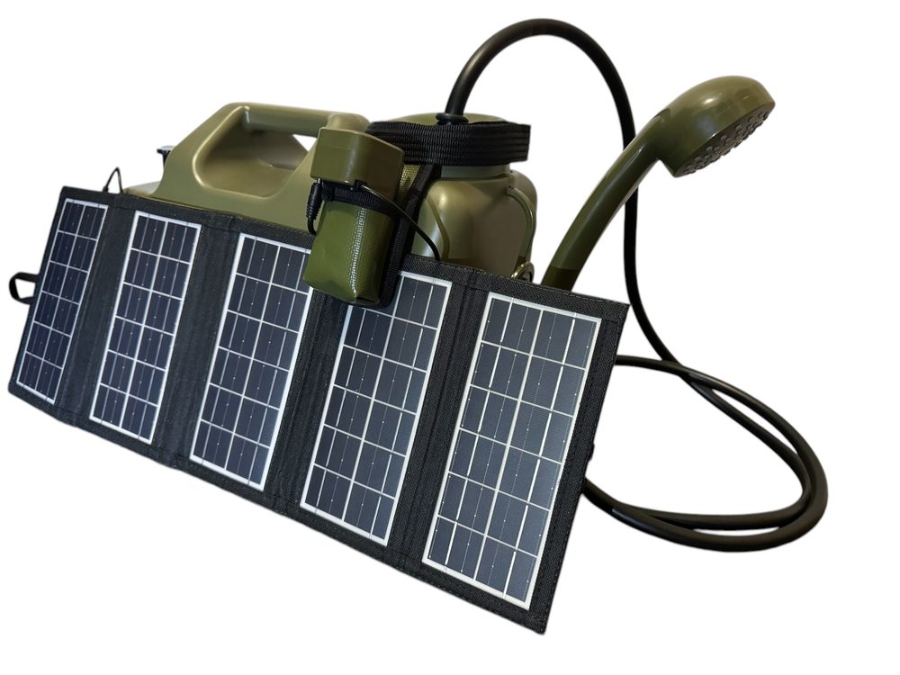 Holdcarp Set Sprcha, kanystr a sol�rn� panel Rechargeable Camping Shower 11L + Solar 10W