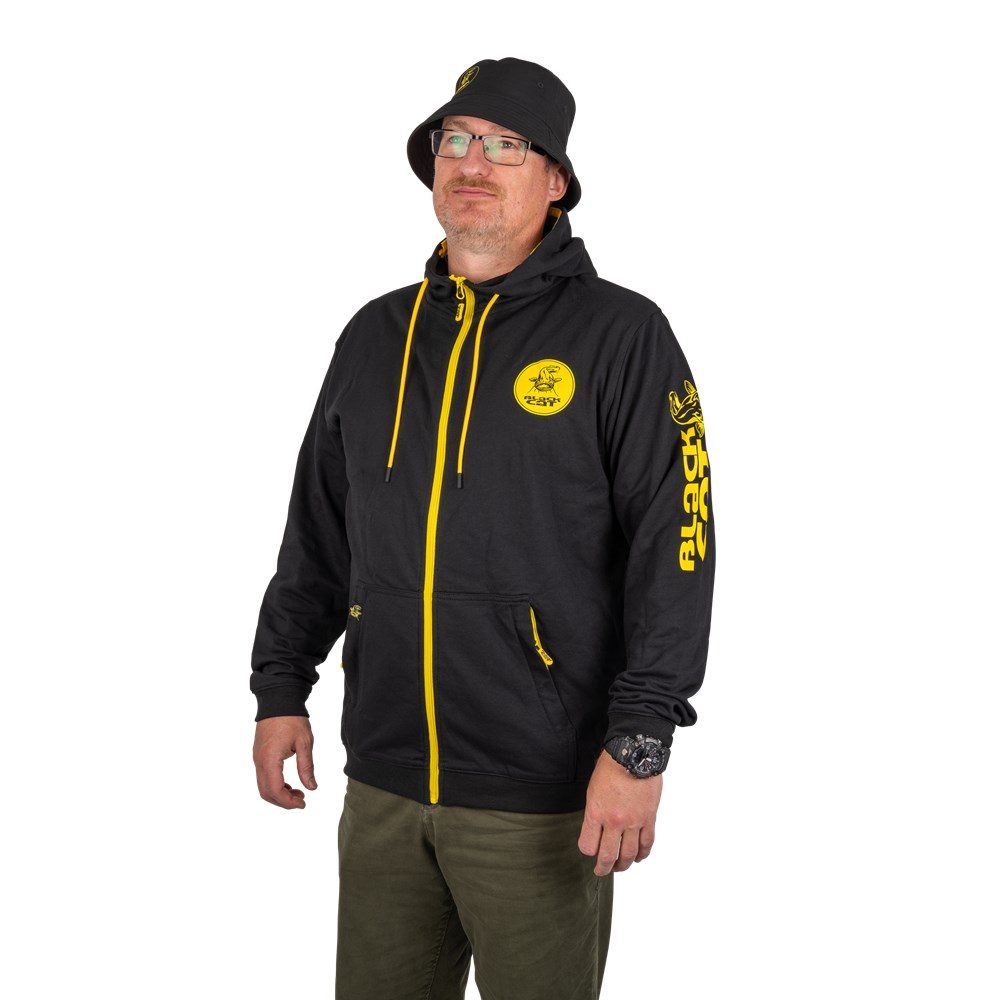 E-shop Black Cat Rybářská Mikina Black Zipped Hoody - XXXL,Black Cat Rybářská Mikina Black Zipped Hoody - XXXL