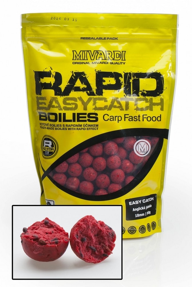Fotografie Mivardi Boilies Rapid Easy Catch 950g 18mm - Anglická Jahoda