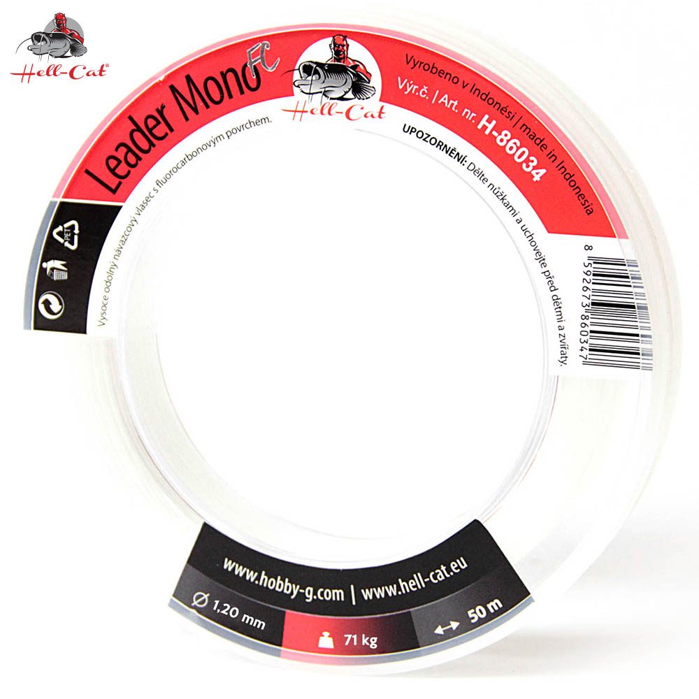 E-shop Hell-Cat Vlasec návazcový Leader Mono FC 50m - 1,30mm, 73kg,Hell-Cat Vlasec návazcový Leader Mono FC 50m - 1,30mm, 73kg