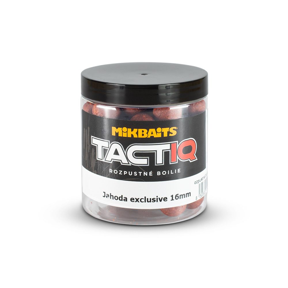 Fotografie Mikbaits Rozpustné boilie TactiQ Jahoda exclusive 250ml - 16mm