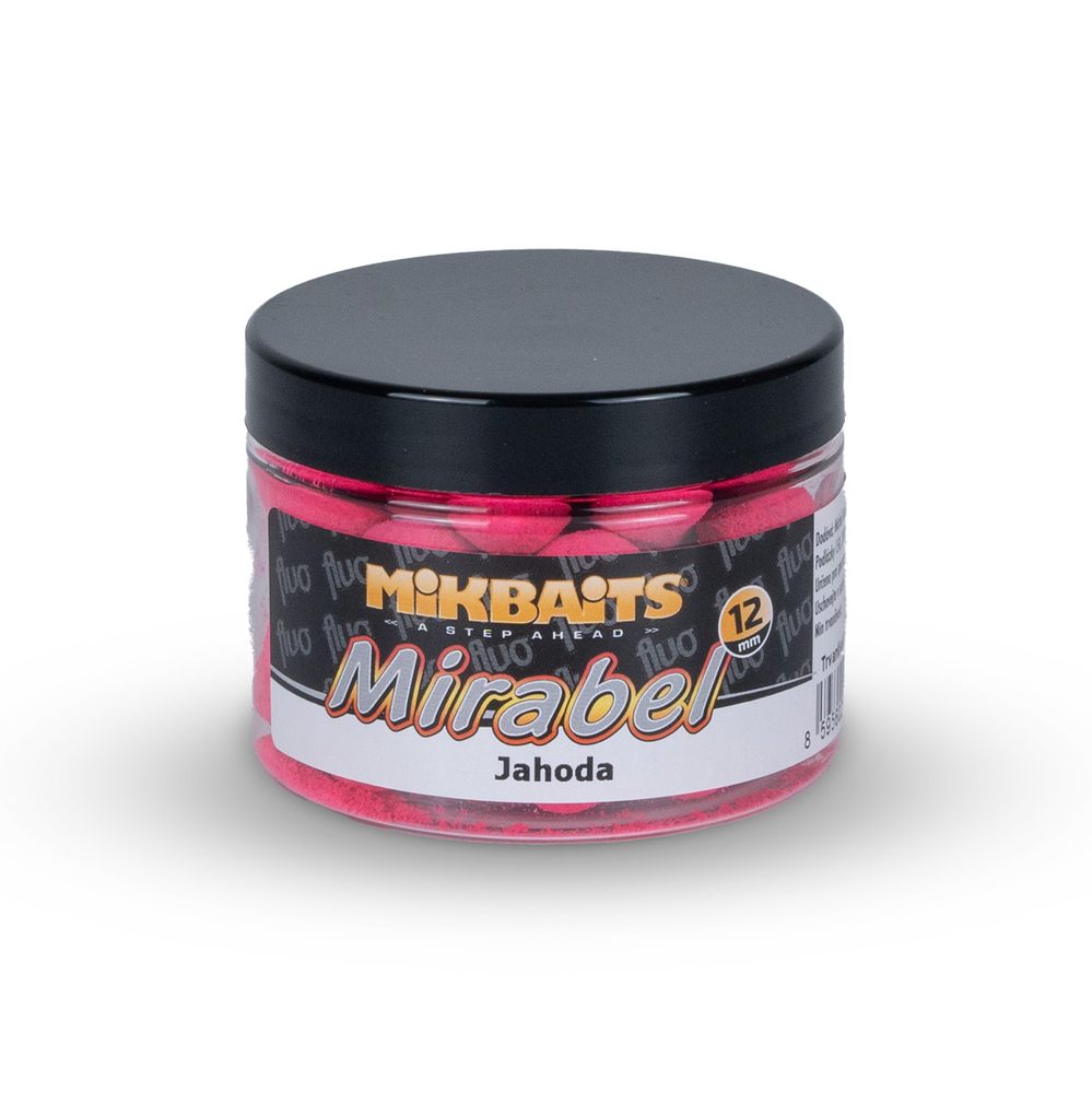 Fotografie Mikbaits Boilie Mirabel Fluo 12mm 150ml - Jahoda