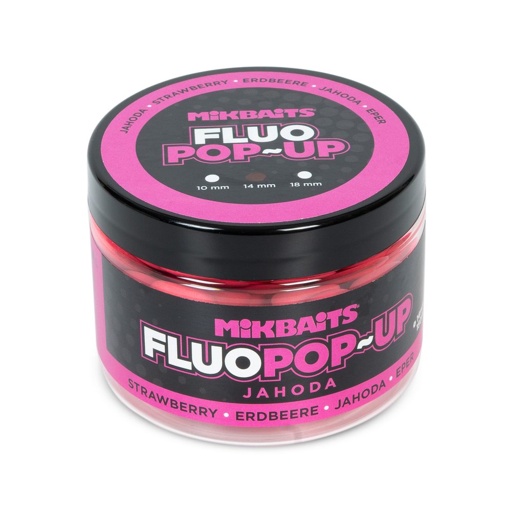 E-shop Mikbaits Plovoucí fluo boilie 14mm 150ml - Jahoda,Mikbaits Plovoucí fluo boilie 14mm 150ml - Jahoda
