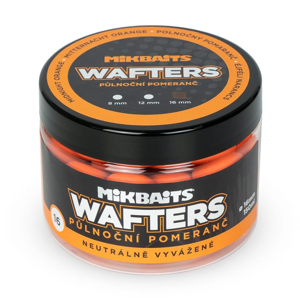 Fotografie Mikbaits Wafters vyvážené boilie 150ml - Půlnoční pomeranč 16mm