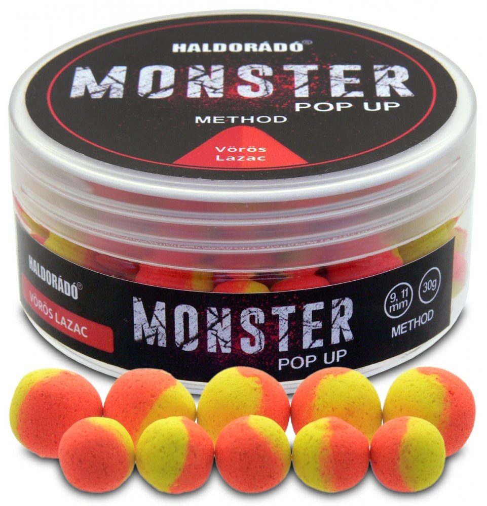 E-shop Haldorádó Pop-Up Boilies Method Monster 9+11mm 30g - Červený losos,Haldorádó Pop-Up Boilies Method Monster 9+11mm 30g - Červený losos