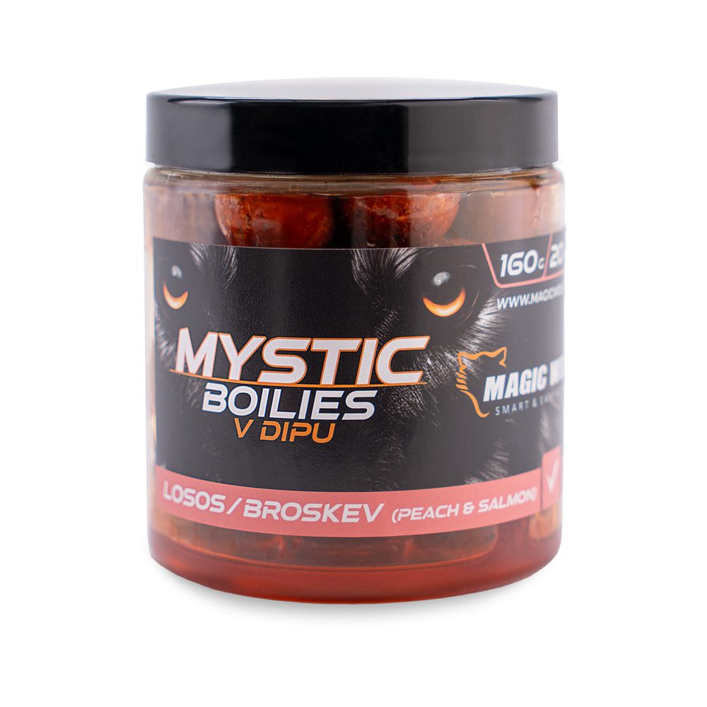 E-shop Magic Wolf Boilies v dipu Mystic 160g - Losos/ broskev 24mm,Magic Wolf Boilies v dipu Mystic 160g - Losos/ broskev 24mm