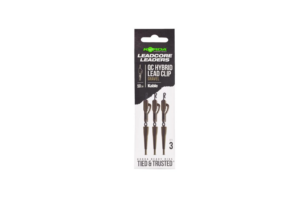 E-shop Korda Montáž Kable Leadcore Leader Hybrid Lead Clip QC Swivel 50cm - Gravel,Korda Montáž Kable Leadcore Leader Hybrid Lead Clip QC Swivel 50cm - Grave