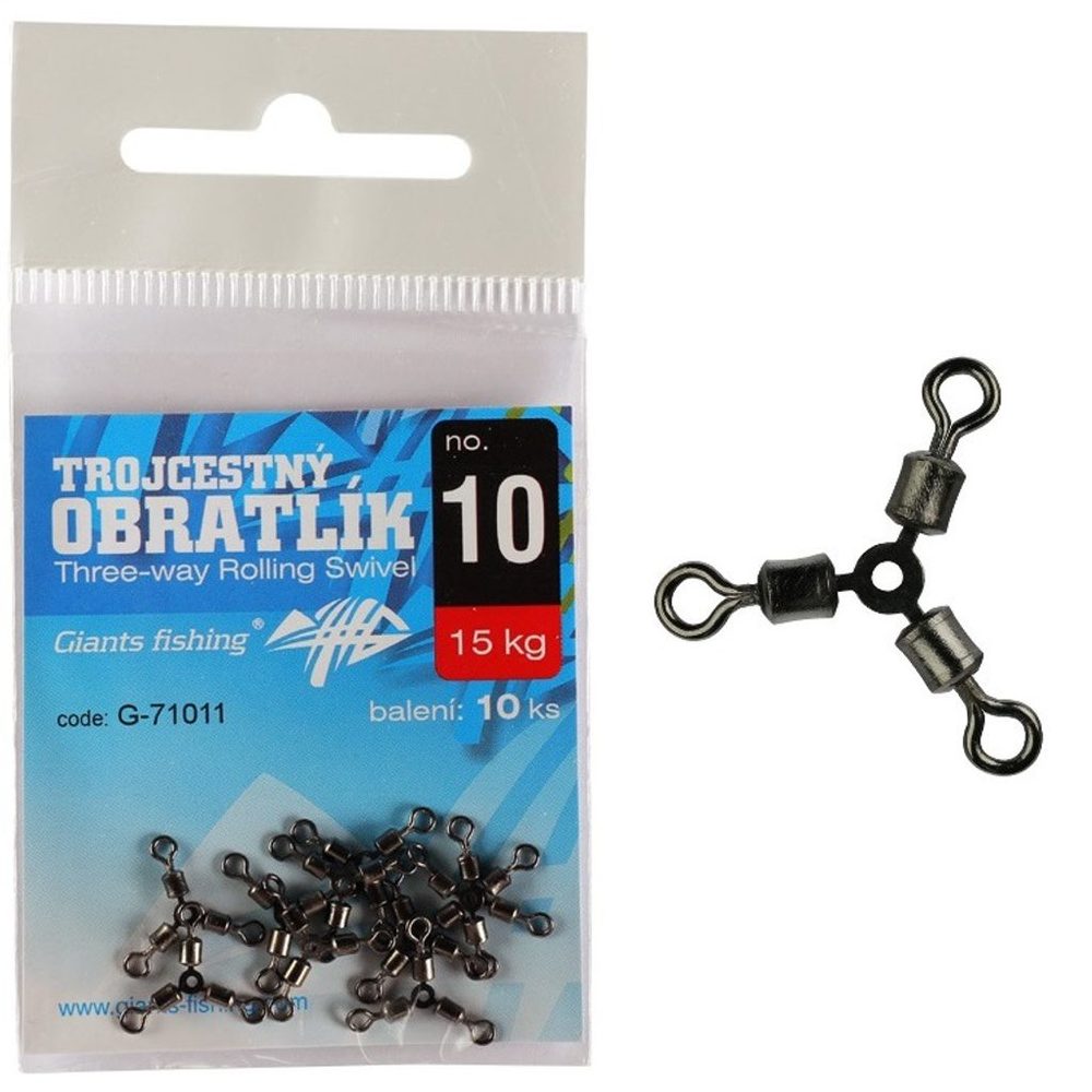 Giants fishing Trojcestný obratlík Three-way Rolling Swivel 10ks - 12/7kg