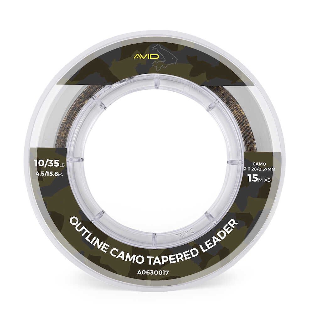 E-shop Avid Carp Ujímaný Šokový Vlasec Outline Tapered Leader Camo