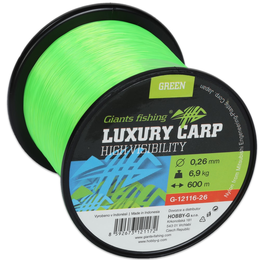 Fotografie Giants Fishing Vlasec Luxury Carp High-Visibility Green - 0,23mm / 5,9kg / 600m