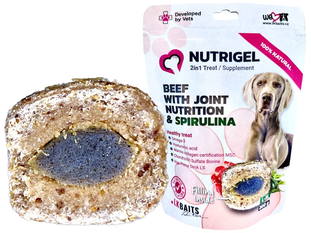 Fotografie LK Baits Pet Pamlsek Nutrigel Dog Hovězí s kloubní výživou a spirulinou - L-XL 200g