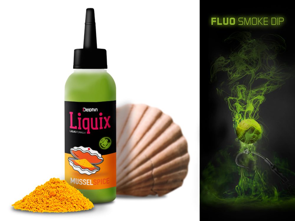 Delphin Fluo dip D SNAX LiquiX 100ml - Mušle - Koření