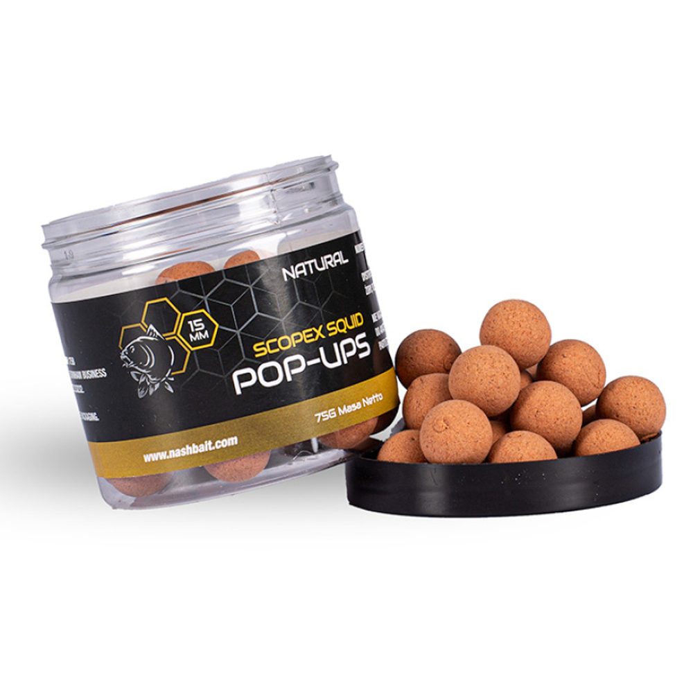 Nash Plovoucí Boilie Scopex Squid Pop Ups - 20mm Natural,Nash Plovoucí Boilie Scopex Squid Pop Ups - 20mm Natural