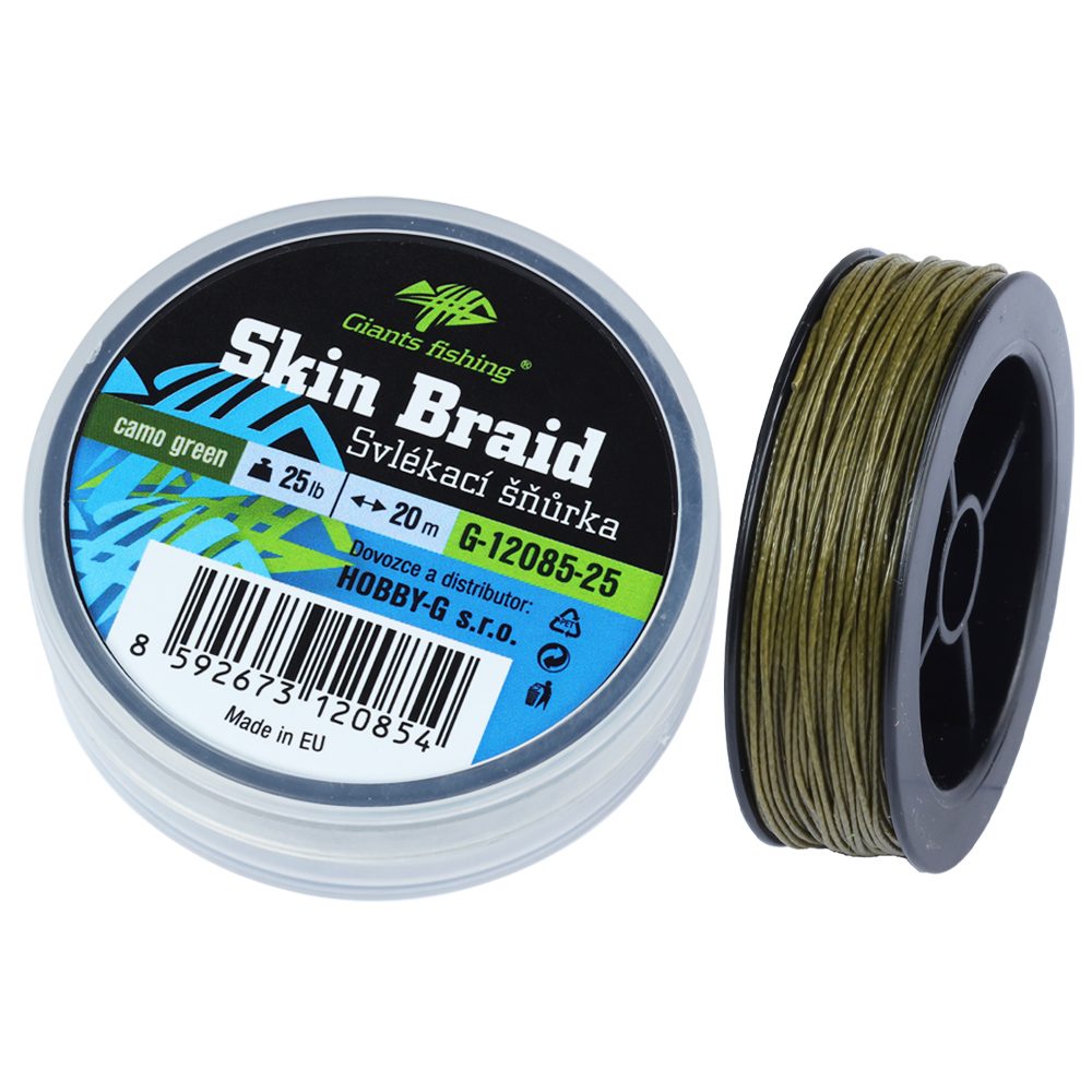 E-shop Giants fishing Svlékací šnůra Carp Line Skin Braid Camo green 20m - 25Lb,Giants fishing Svlékací šnůra Carp Line Skin Braid Camo green 20m - 25Lb