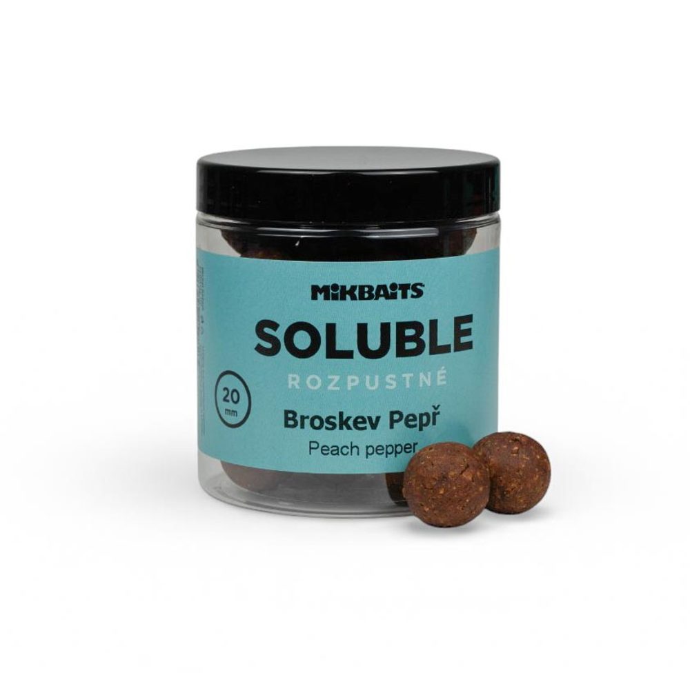 E-shop Mikbaits Rozpustné boilies Soluble Broskev Pepř 250ml - 20mm,Mikbaits Rozpustné boilies Soluble Broskev Pepř 250ml - 20mm