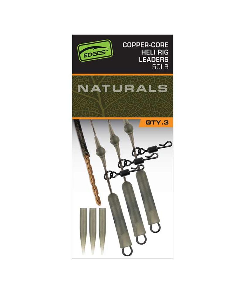 Fox Montáž Edges Naturals Copper-Core Heli Rig Leaders 3ks