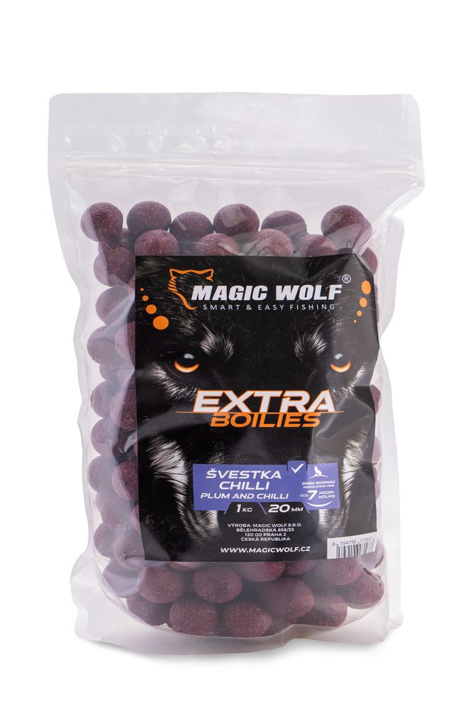 E-shop Magic Wolf Boilies Extra 1kg - Švestka / chilli 20mm,Magic Wolf Boilies Extra 1kg - Švestka / chilli 20mm