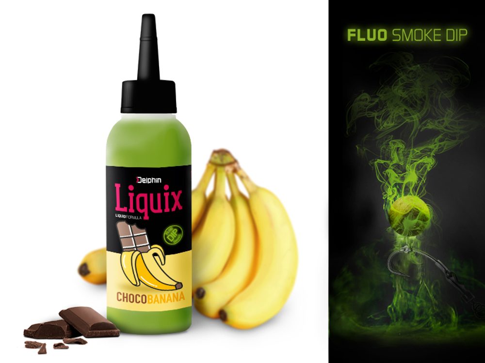 E-shop Delphin Fluo dip D Snax LiquiX 100ml - Čokoláda - Banán,Delphin Fluo dip D Snax LiquiX 100ml - Čokoláda - Banán