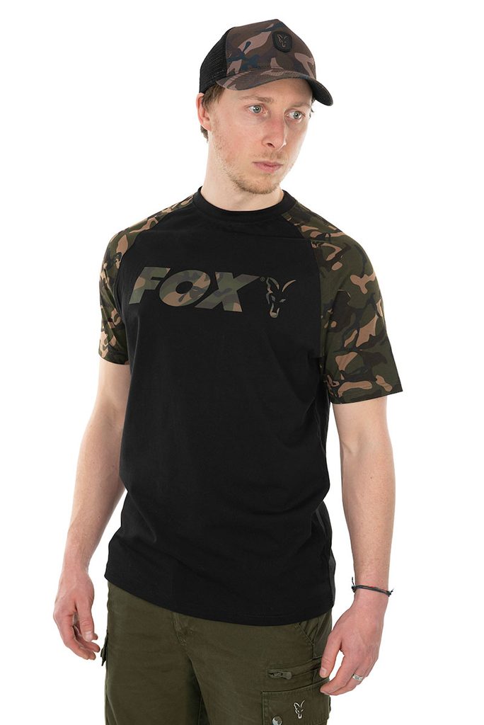 Fox Triko Raglan T-Shirt Black/Camo | Chyť a pusť