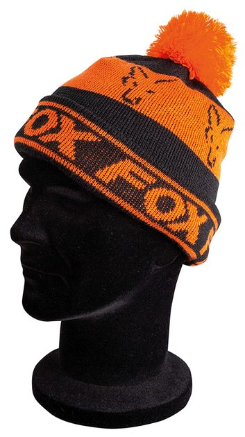 Fox Čepice Black/Orange - Lined Bobble Hat | Chyť a pusť