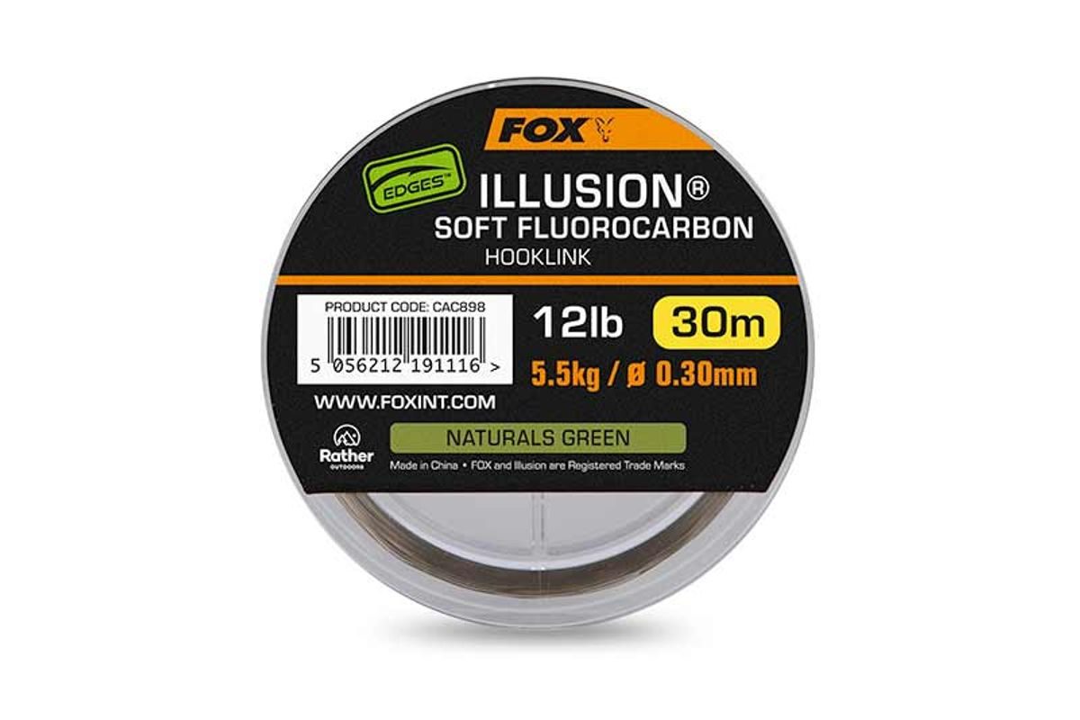 Fox Fluorocarbon Edges Illusion Soft Fluorocarbon Hooklink Naturals Green 30m