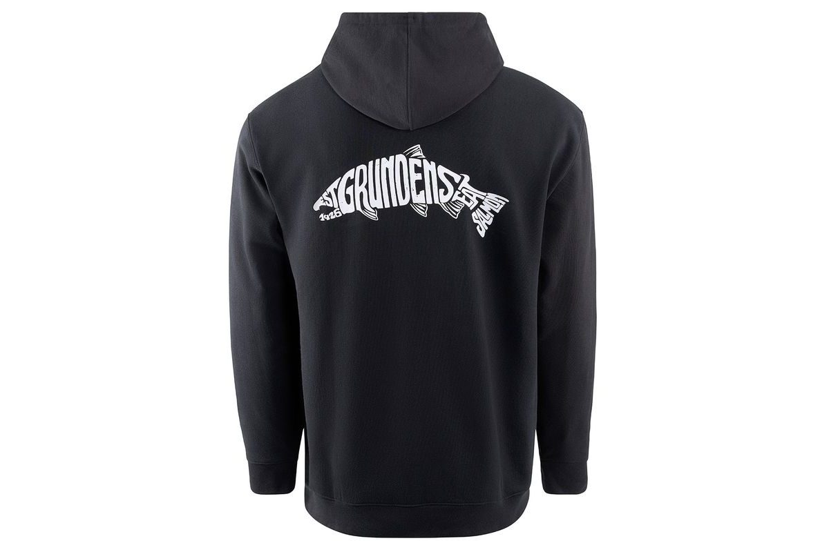 Grundéns Mikina Eat Your Words DWR HD Hoodie Black Salmon Graphic