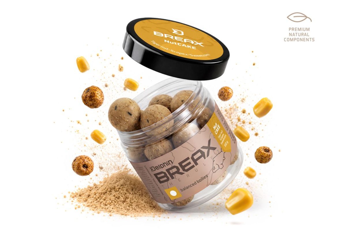 Delphin Vyvážené boilies BreaX/NutCAKE Tygří ořech-Scopex-Kukuřice 100g