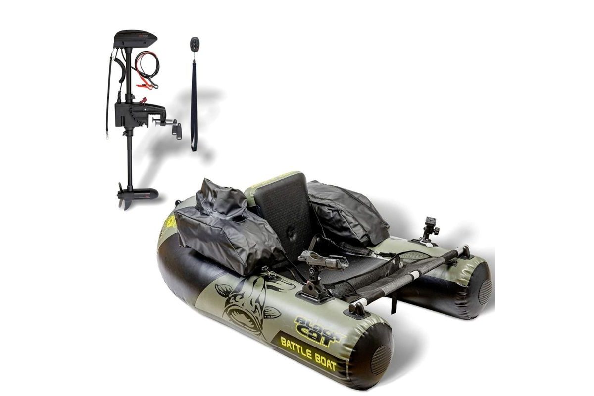 Black Cat Belly Boat Battle Boat 170cm + Elektromotor CR30VF