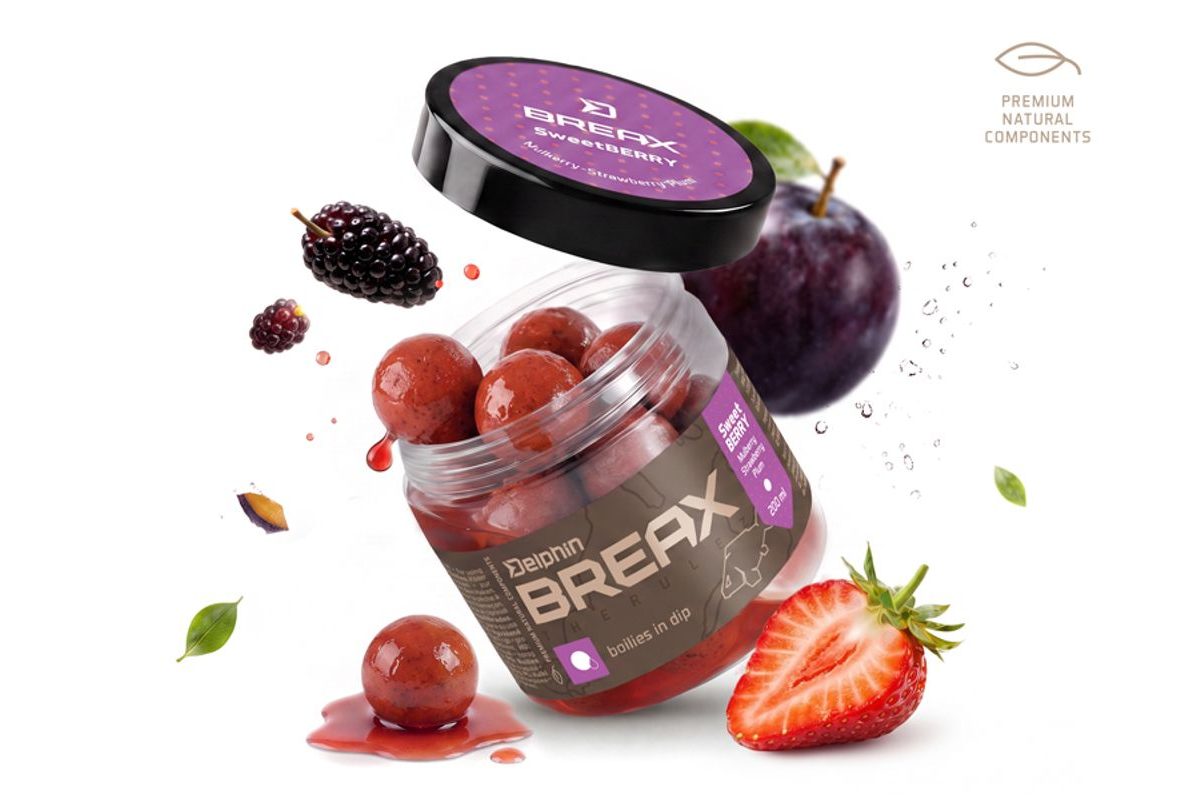 Delphin Boilies v dipe BreaX/SweetBERRY Moruša-Jahoda-Slivka 200ml